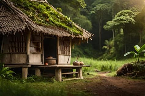 Premium Ai Image A Hut In The Jungle