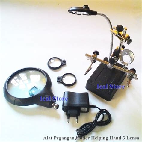 Jual Alat Pegangan Solder Helping Hand 3 Lensa Kaca Pembesar Dan Lampu