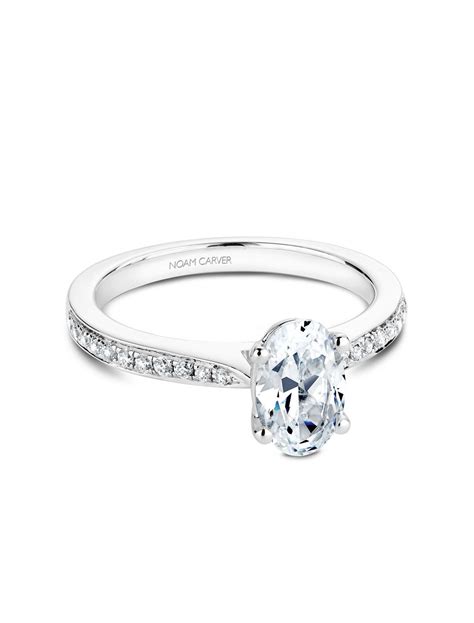 Noam Carver Platinum Oval Pave Diamond Engagement Ring Setting