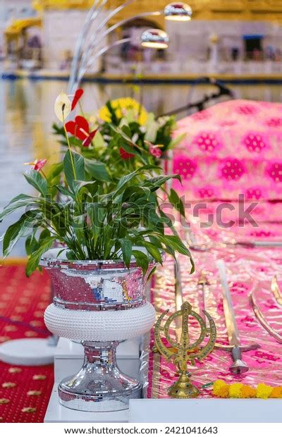 Indian Punjabi Sikh Temple Gurudwara Interiors Stock Photo 2421041643