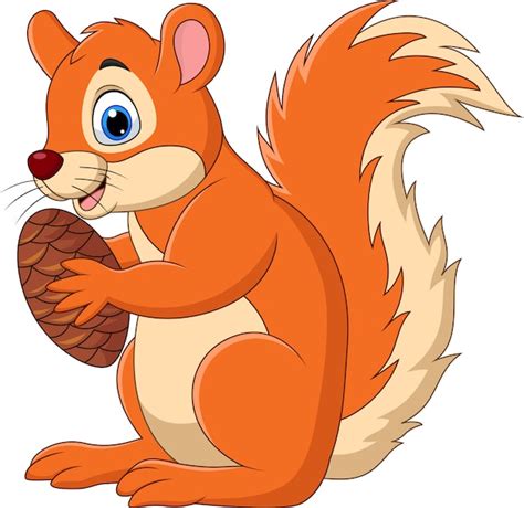 Premium Vector Cartoon Squirrel Holding A Nut