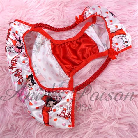 Anias 80s Style DUCHESS Cut SATIN Red Boop Cartoon Pinup String Bikini