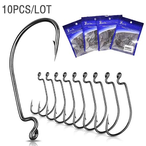 20pcs Lot Mustad Offset Hook Soft Lure Worm Fish Hook Freshwater