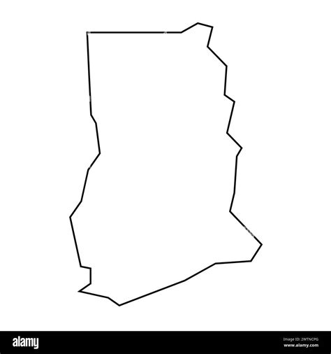 Ghana Country Thin Black Outline Silhouette Simplified Map Vector Icon Isolated On White