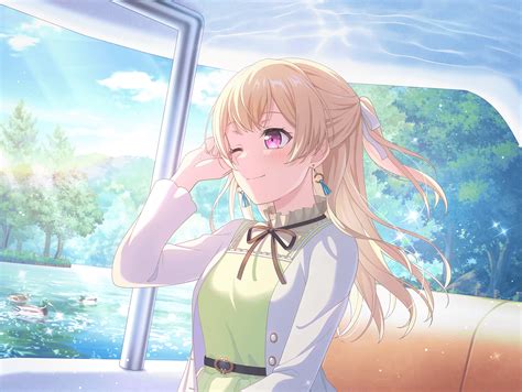 Safebooru Girl Bang Dream Belt Bird Blonde Hair Blush Boat Day Dress Duck Earrings Game