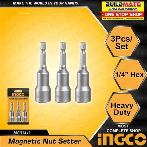 INGCO Magnetic Nut Setter 3PCS SET AMN1231 BUILDMATE Shopee Philippines