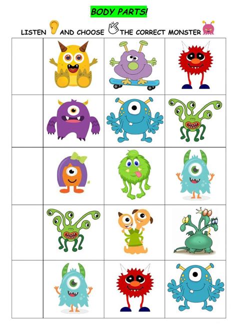 Body Parts Monsters Activity