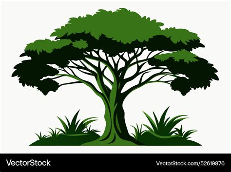 Jungle tree isolated silhouette e Royalty Free Vector Image