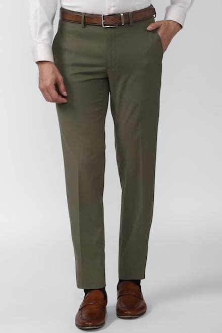 Buy Men Olive Solid Slim Fit Formal Trousers Online 741445 Peter