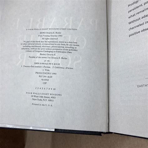 Parable of the Sower by Butler, Octavia E.: Very Good- Hardcover (1993