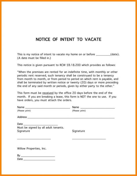 Texas 3 Day Notice To Vacate Template