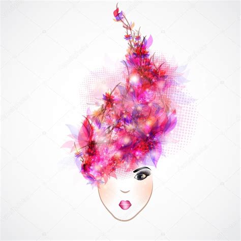 Abstract Woman Silhouette With Pink Hair Stock Vector Image By