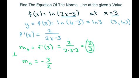 How To Find The Equation Of The Normal Line At A Given X Value Part 1