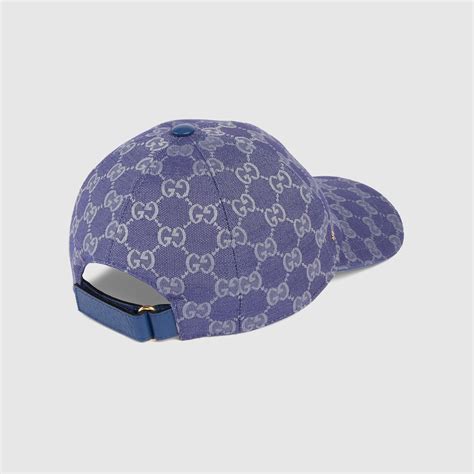 Casquette En Toile Gg En Bleu Et Gris Gucci Be