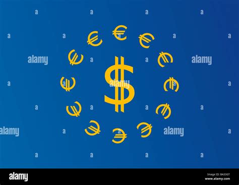 Computergrafik monetäre Zeichen Dollar Euro gelbe Amerika Europa