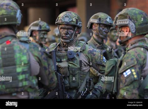 Helsinki Finland 04th June 2022 Finnish Army Soldiers Line Up For A