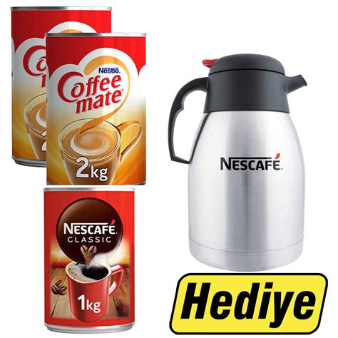 Nescafe Classic Kahve Teneke Kutu 1 Kg 2 Adet Nestle Coffee Mate Kahve Beyazlatıcı 2 Kg