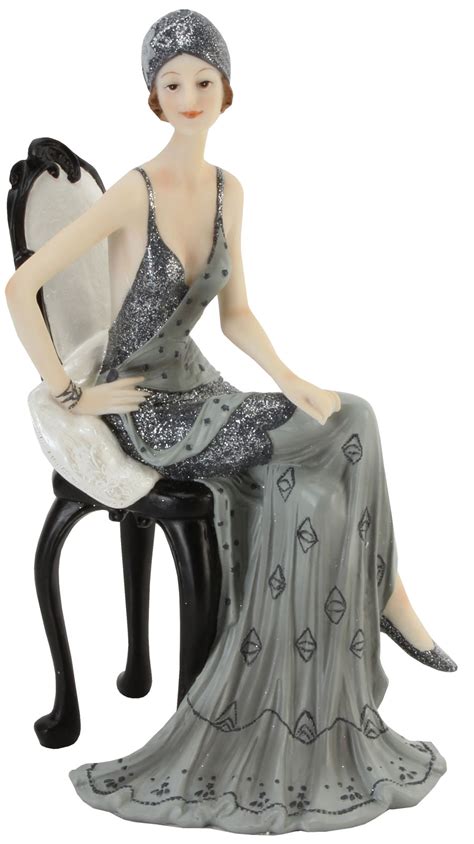 Art Deco Broadway Belles Lady Figurines Ornament Gift Silver Midnight