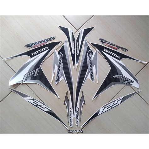 Jual Striping Stiker Motor Honda Vario Techno 125 F1 CBS 2014 Lis Putih