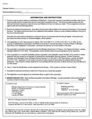 Fillable Online Application For Certificate Of Withdrawal BCS CD 561