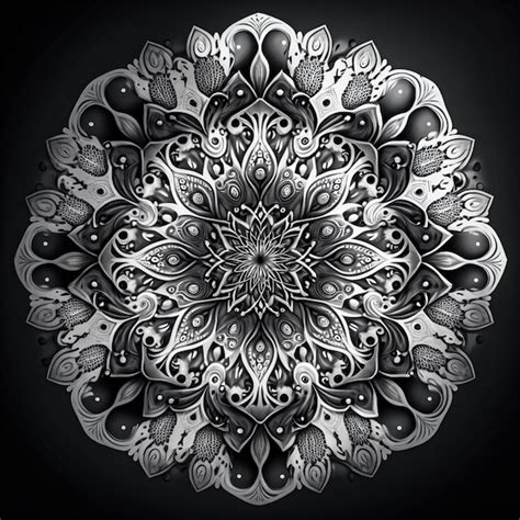 Un Dessin Noir Et Blanc D Un Mandala Avec Des Nuances De Gris Tr S