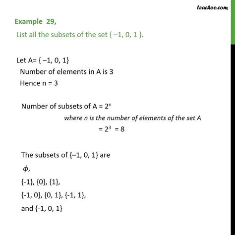 Example 29 List All The Subsets Of The Set { 1 0 1} Power Set