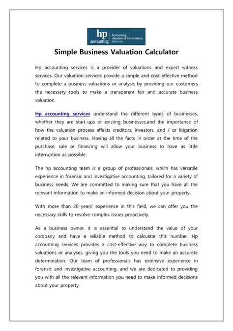 Ppt Simple Business Valuation Calculator Powerpoint Presentation Free Download Id11475263