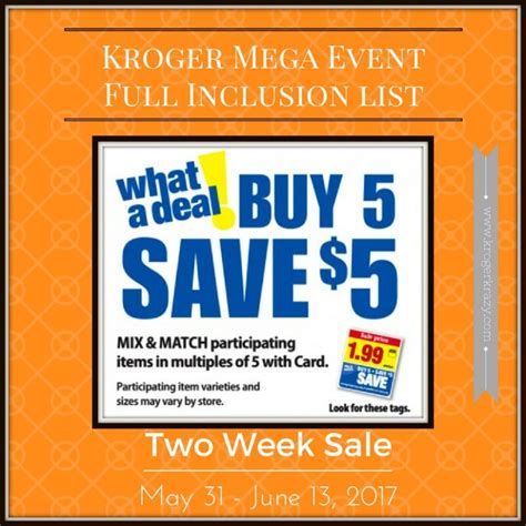 Kroger Buy 5 Save 5 Mega Event Full Inclusion List Kroger Krazy