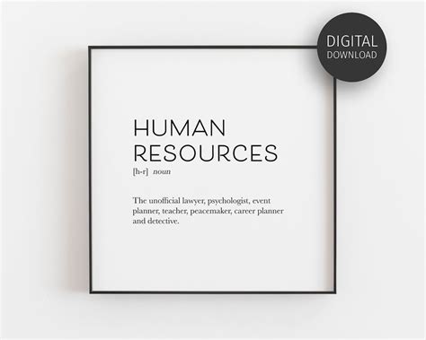 Human Resources Definition Print, HR Office Decor, Coworker Gift, Funny ... 