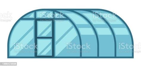 Illustration Of Glass Or Plastic Greenhouse Gardening Equipment And Building Stock Illustration