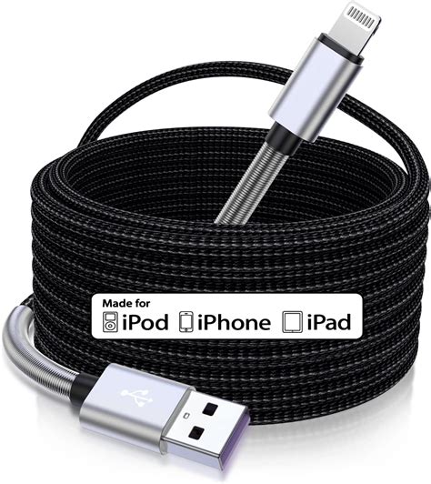 Buy 15 Ft Extra Long Iphone Charger Cord Cabepow Apple Mfi Certified