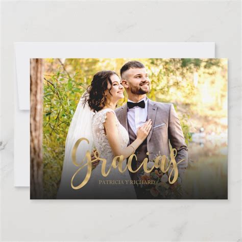 Gracias Photo Elegant Wedding Thank You Spanish Card | Zazzle