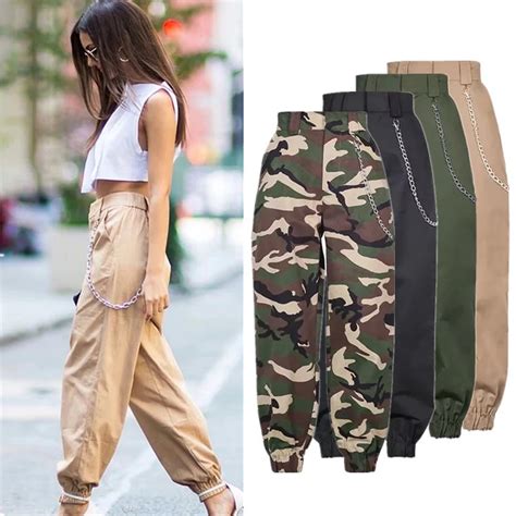 Ellacey Ins High Waist Camouflage Cargo Pants Women Fashion Pantalon