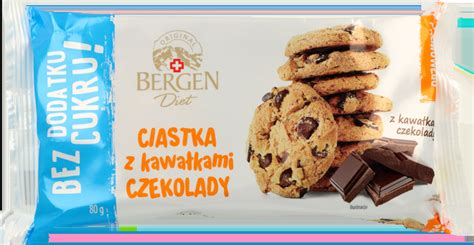 BERGEN ciastka z kawałkami czekolady bez cukru 80 g Drogeria