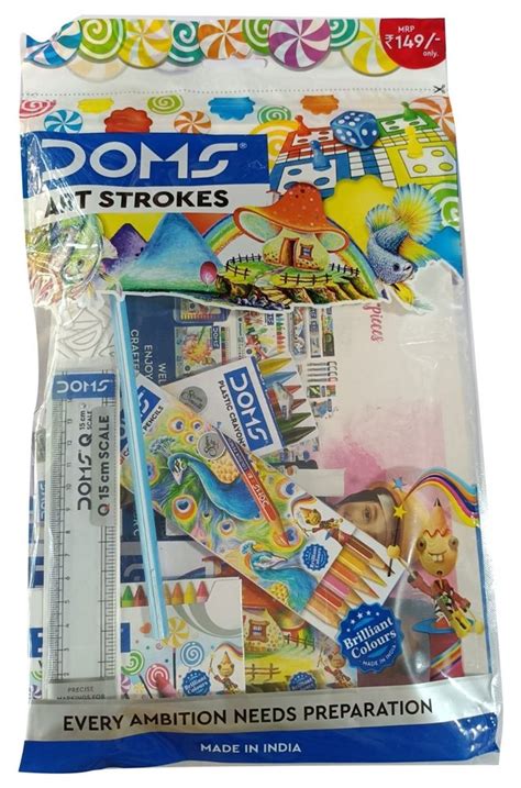 Multicolor Plastic Doms Art Strokes Stationery Kit For School