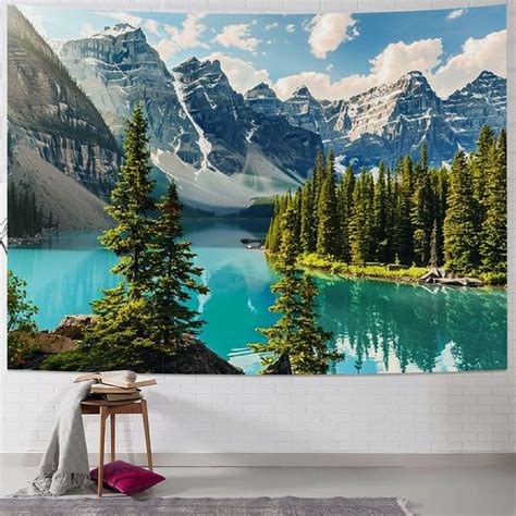 Fenyluxe Extra Large Lake Mountain Range Tapestry Nature Tapestry Wall