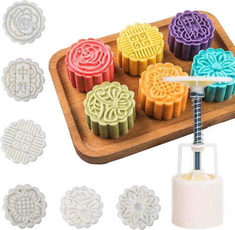 Moon Cake Mold 6 Pcs Mid Autumn Festival Diy Hand Press