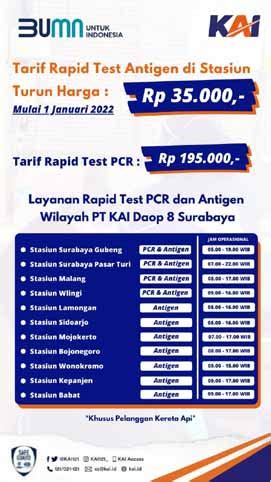 Mulai 1 Januari Tarif Rapid Test Antigen Di Stasiun Turun Jadi Rp 35