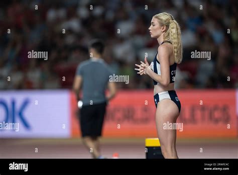 Elena Kulichenko participating in the High Jump at the World Athletics ...