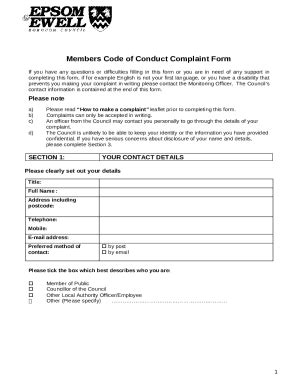 Members Code Of Conduct Complaint Doc Template PdfFiller