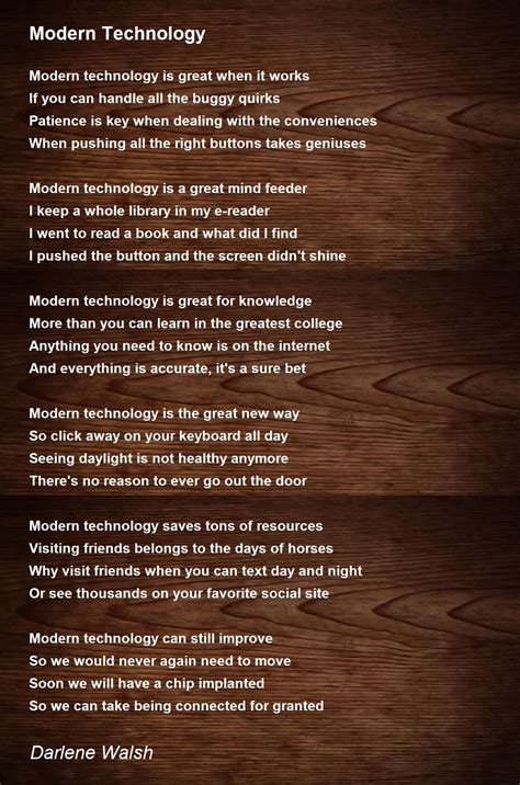 Modern Technology Modern Technology Poem By Darlene Walsh