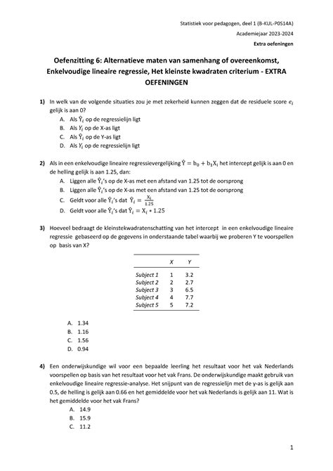 Oefenzitting Extra Academiejaar Extra Oefeningen