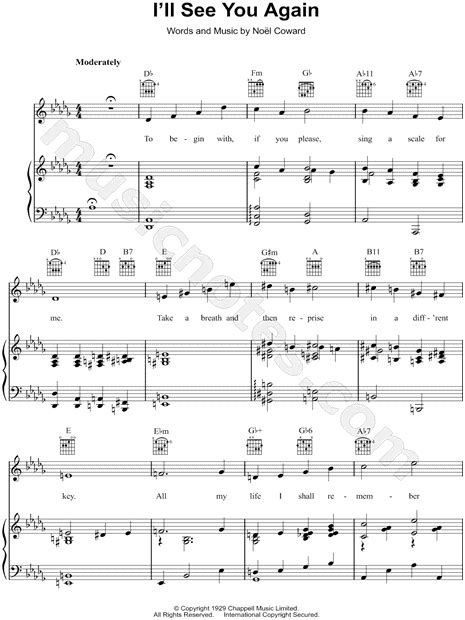 Frank Sinatra I Ll See You Again Sheet Music In Db Major