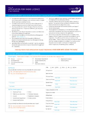 Fillable Online APPLICATION FOR RADIO LICENCE Radio Spectrum