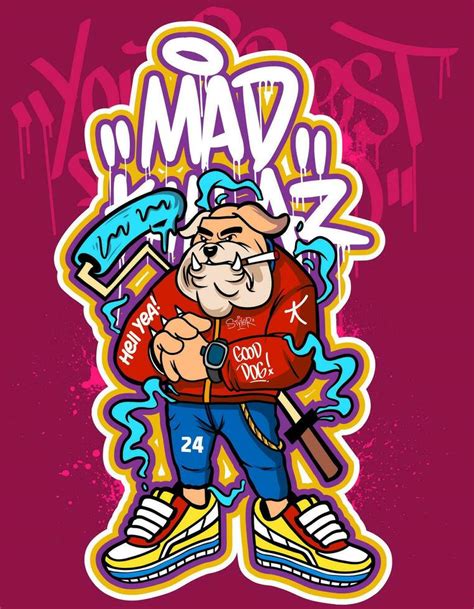 Graffiti cartoon illustrations in vibrant colors. Street art hip-hop ...