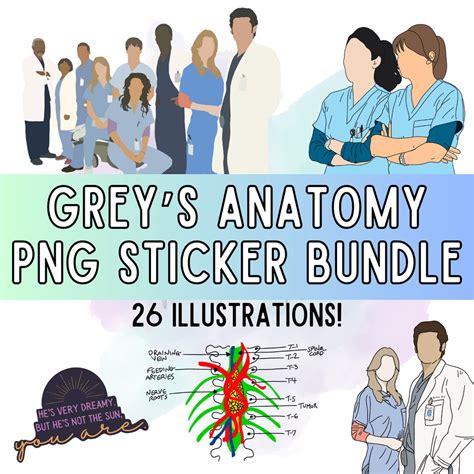 Png Greys Anatomy Sticker Bundle Digital Stickers Cricut Illustrations