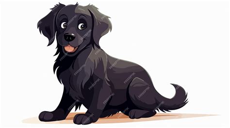 Cute Black Dog Cartoon Vector Illustration On White Background