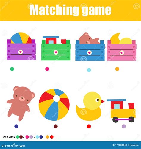 Educational Game For Children Kids Activity Match Toys With Boxes