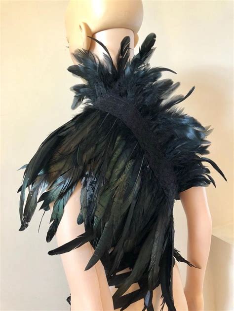 Black High Feather Cape Feather Collar Feather Capelet Bridal Shawl