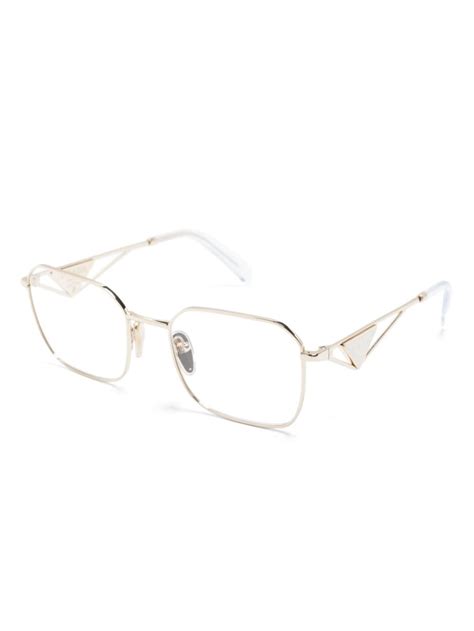 Prada Eyewear Triangle Logo Square Frame Glasses Farfetch